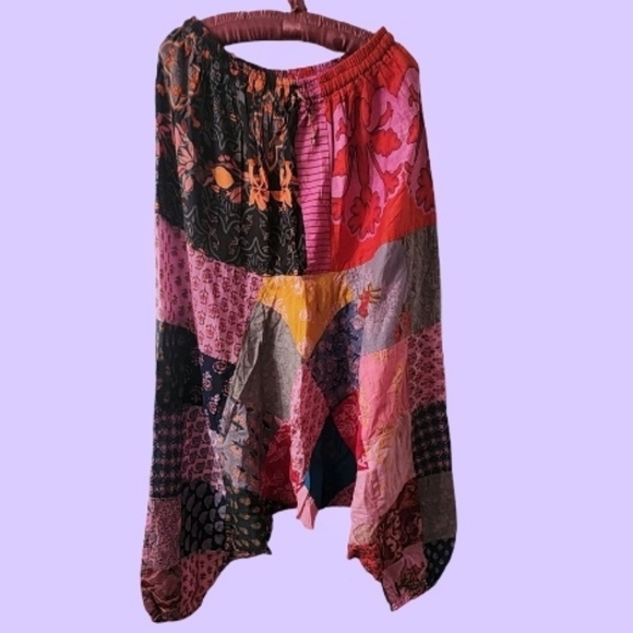 Harem Angel Boutique Pants - Boho Patchwork Cotton Harem Pants -OSFM